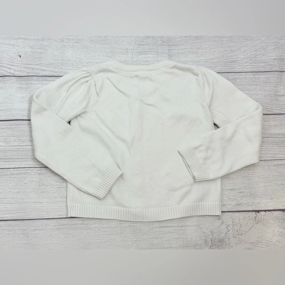 Gymboree Apple Cardigan Sweater Girls Size 8 Cream Knit Cute Fall